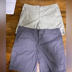 Magellan Outdoors Shorts Men's Flat Front Chino 2 Pair Gray Tan Size 44W